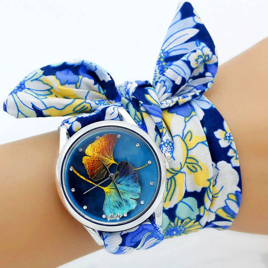 New Ladies Cloth Wristwatch Fashion Women Dress Watch High Quality Silver Quartz Watch Sweet Girls Watch Fabric Clock